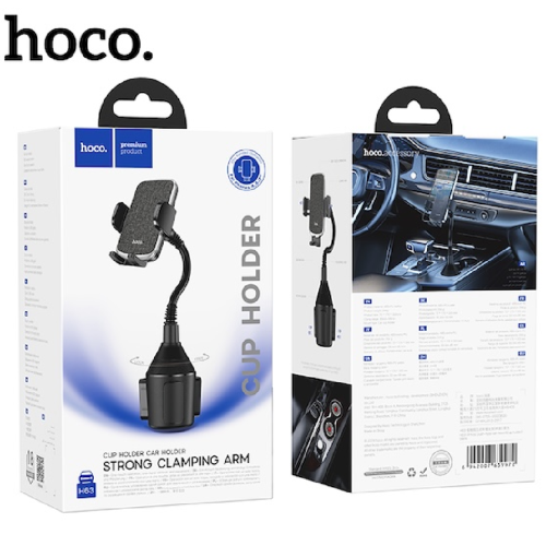 Hoco H63 Support Téléphone Voiture Réglable – Support Gobelet Rotatif à 360° pour Smartphones 4,5-7"