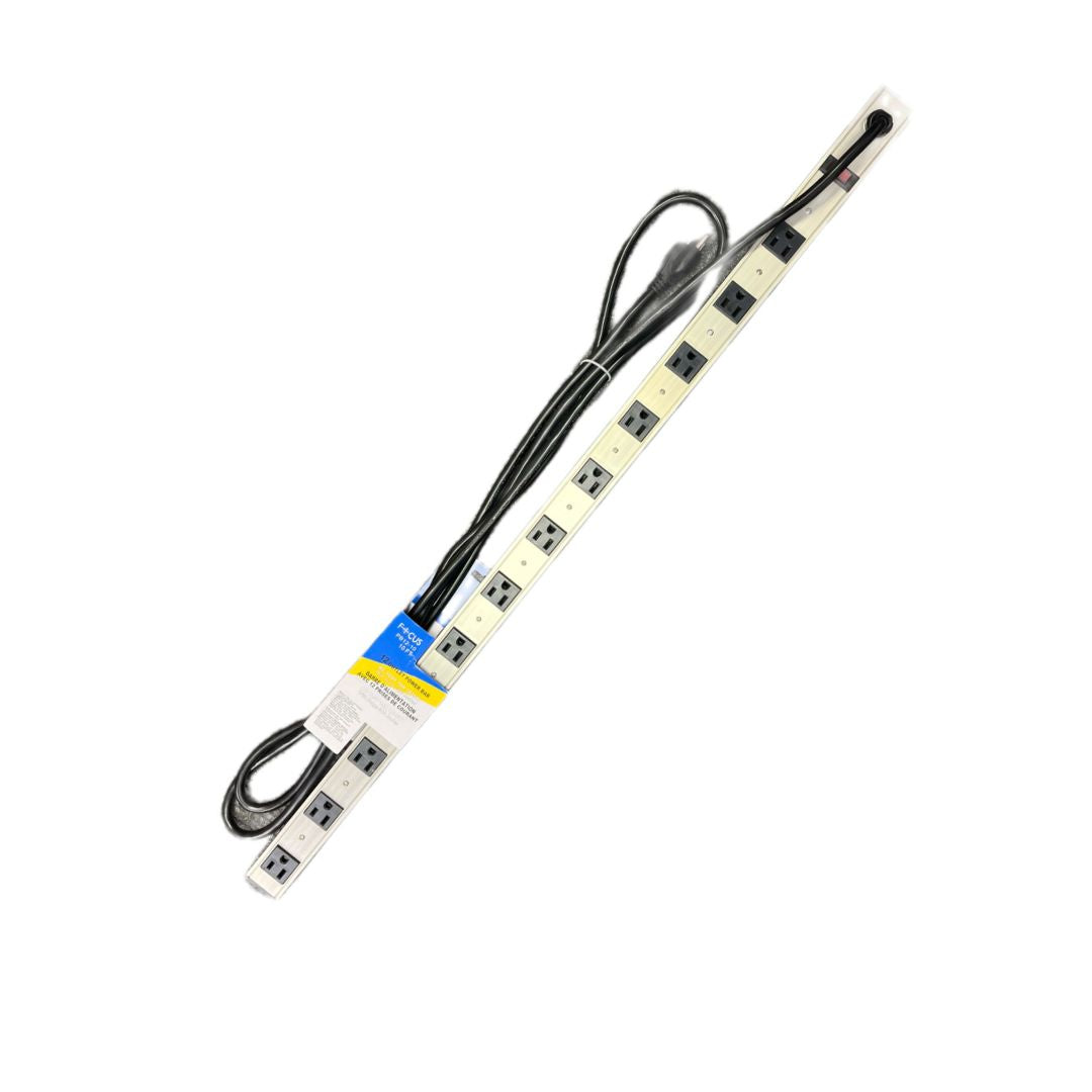 12-Outlet Metal Surge Protector Power Strip – 10 ft Cord, 125V/15A, UL & cULus Certified, Heavy-Duty Workshop Power Bar