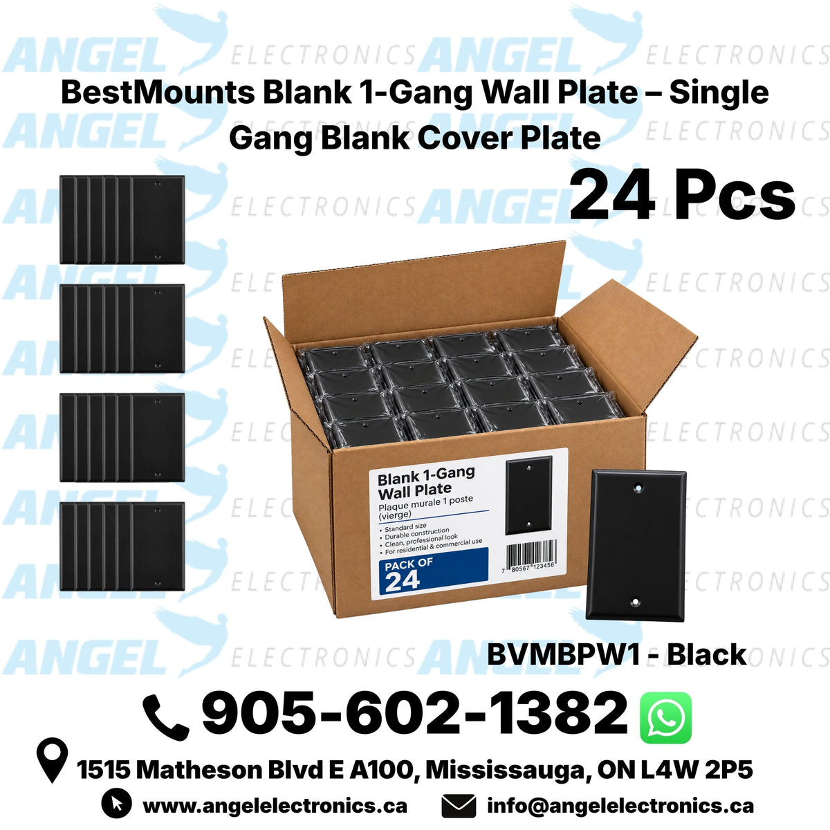 BestMounts Blank 1-Gang Wall Plate – Single Gang Blank Cover Plate | BVMBPW1