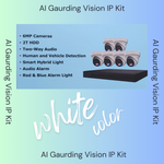 AI Guarding Vision 6MP Security System: 4/8/16 Channel NVR Kits with Active Deterrence Turret Cameras, Red/Blue Flashing Lights, Two-Way Audio, and 2TB/4TB HDD – Available in Black or White