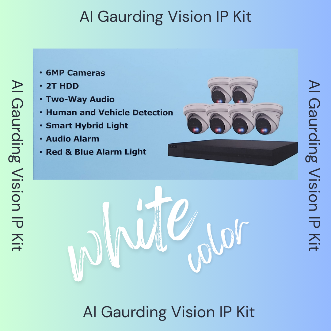 AI Guarding Vision 6MP Security System: 4/8/16 Channel NVR Kits with Active Deterrence Turret Cameras, Red/Blue Flashing Lights, Two-Way Audio, and 2TB/4TB HDD – Available in Black or White