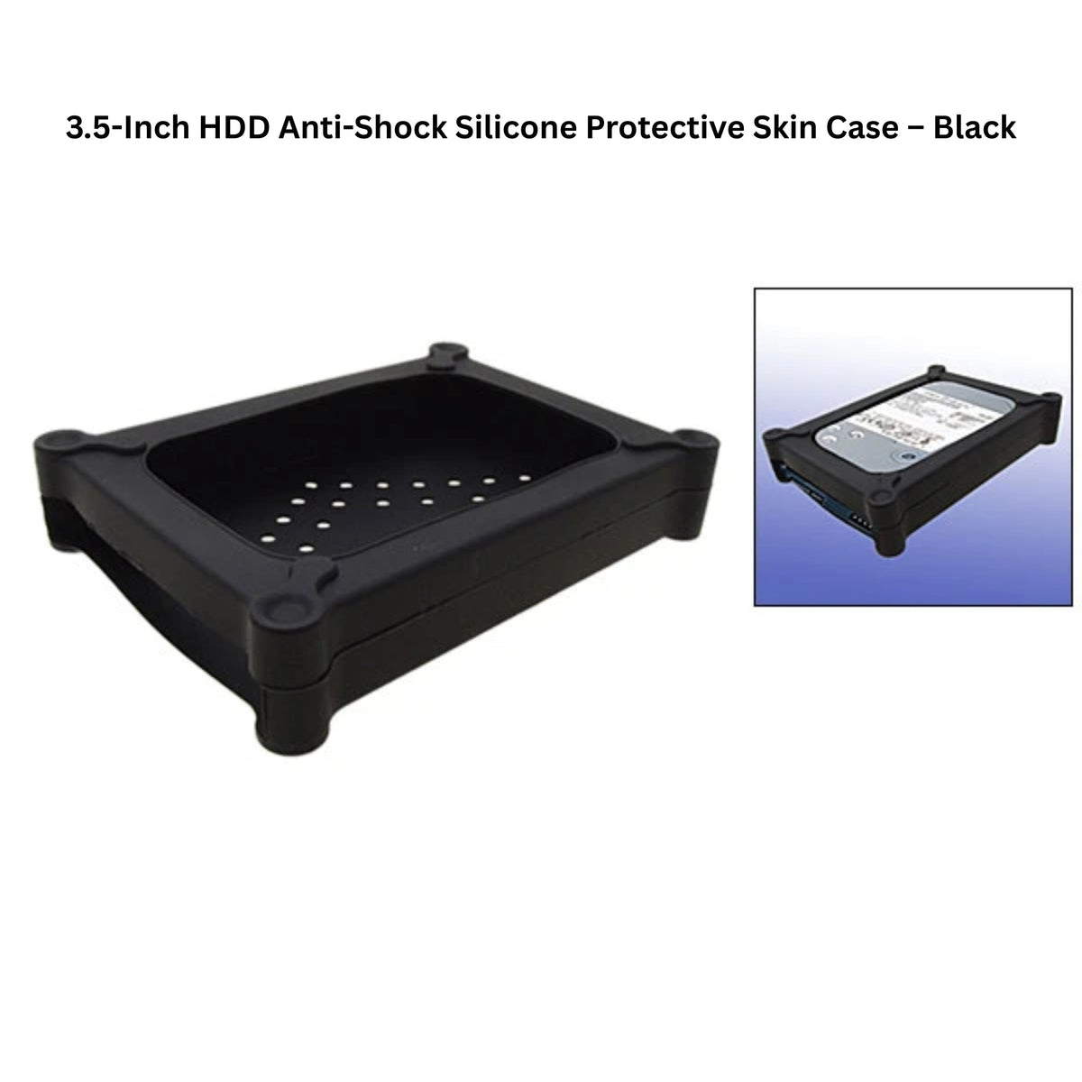 3.5-Inch HDD Anti-Shock Silicone Protective Skin Case – Black