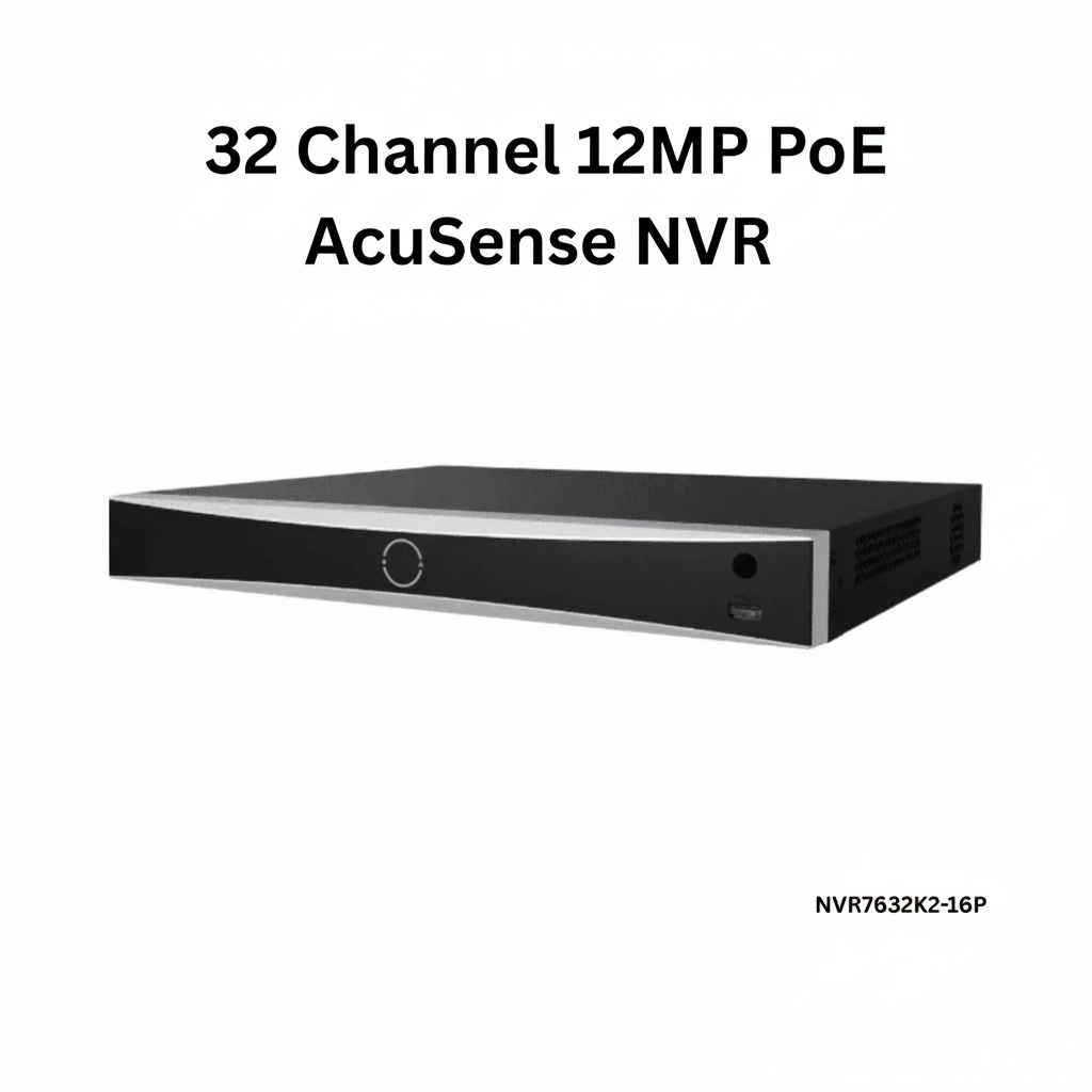 NVR AcuSense 12MP PoE 32 canaux (NVR7632K2-16P) – 256 Mbps, 16 ports PoE intégrés + commutateur 16 ports, H.265+