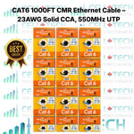 CAT6 1000FT CMR Ethernet Cable – 23AWG Solid CCA, 550MHz UTP