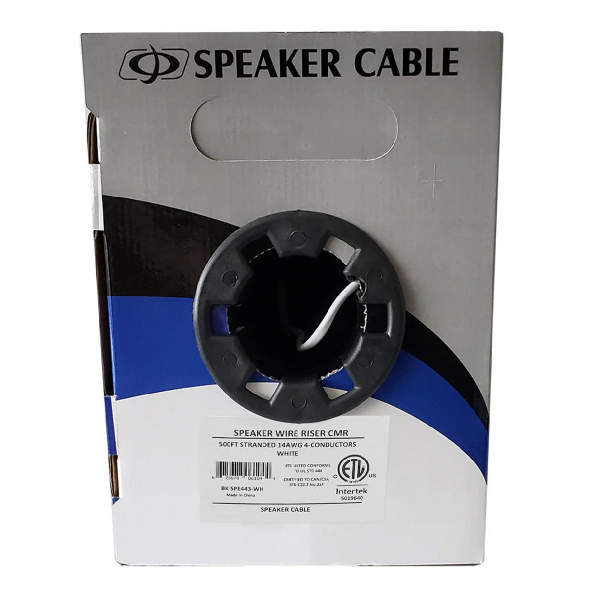 Câble d'enceinte encastrable 14AWG 4 conducteurs, OFC, de catégorie CMR Riser, blanc, 152 m