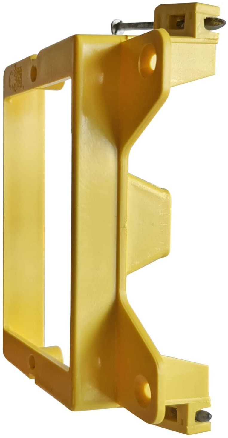 Low Voltage Nail-ON Mounting Bracket 1 Gang Multipurpose New Construction LVN1  – (100 Pack, Yellow)
