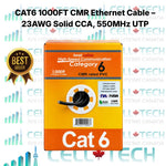 CAT6 1000FT CMR Ethernet Cable – 23AWG Solid CCA, 550MHz UTP