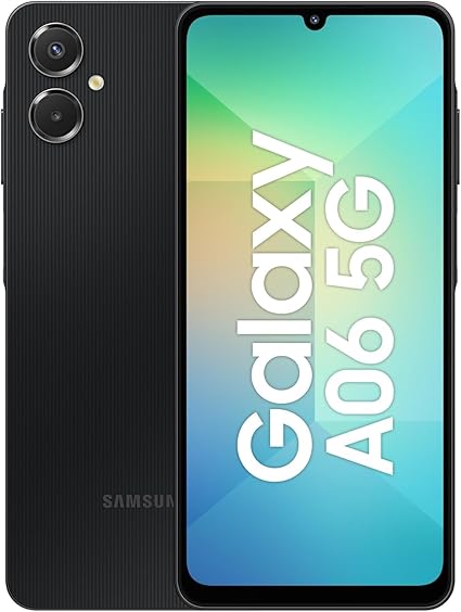 Samsung Galaxy A06 5G – Écran 6.7", 4 Go de RAM, 128 Go de stockage, Double appareil photo 50 MP, Double SIM, Smartphone débloqué (noir)