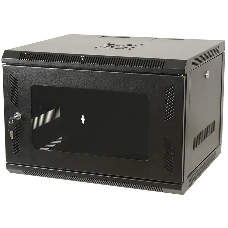 6U Wall-Mount network Server Rack Cabinet Server 21 inch Width, 18 inch Deep, 14.5 inch Height, With Tempered Glass Door Grey (Fully Assembled) 450mm