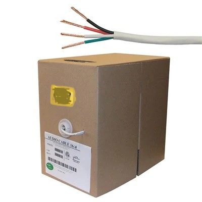 Fil de haut-parleur 16 AWG - 4 conducteurs - Résistant au feu CMR/CL3R - Blanc - 152,4 mètres