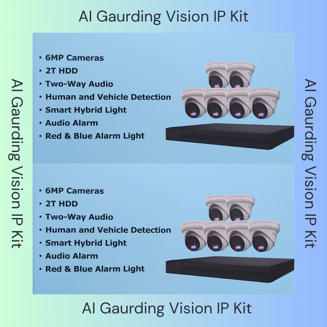 AI Guarding Vision 6MP Security System: 4/8/16 Channel NVR Kits with Active Deterrence Turret Cameras, Red/Blue Flashing Lights, Two-Way Audio, and 2TB/4TB HDD – Available in Black or White
