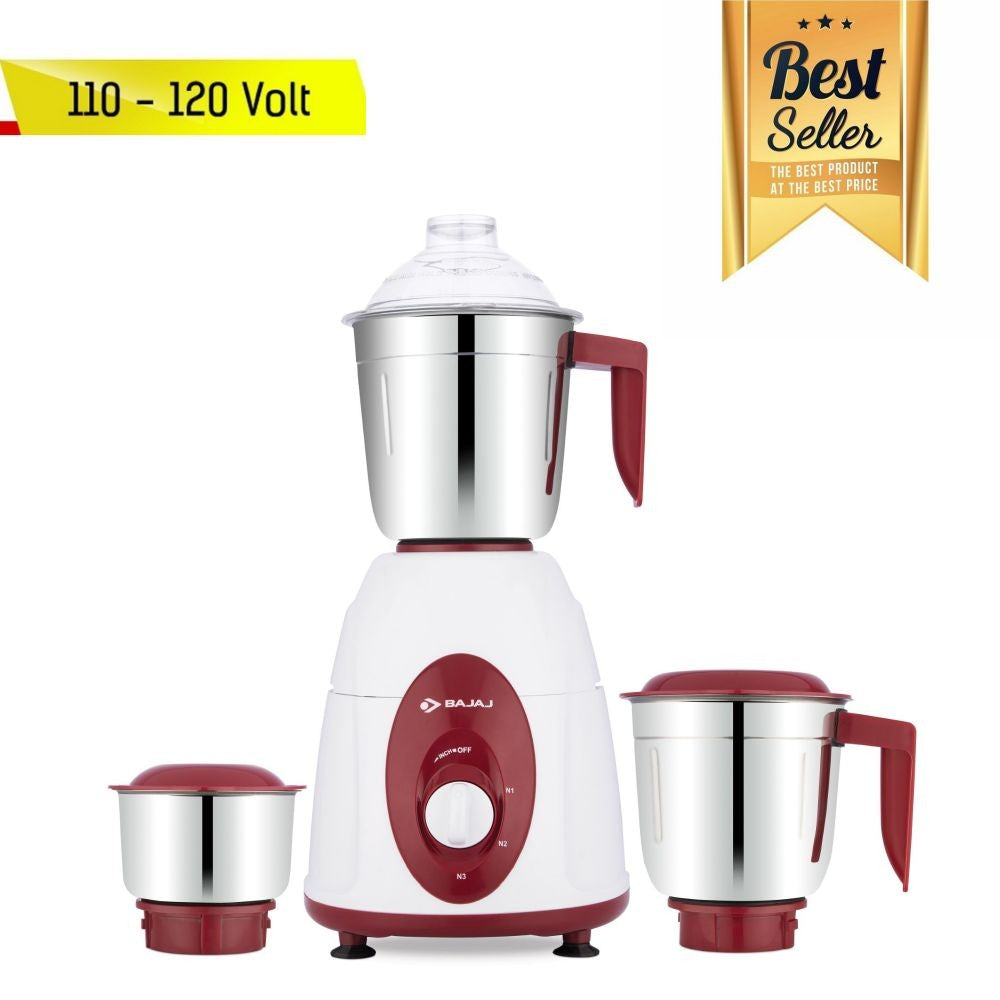 Bajaj Classic Indian Mixer Grinder, 600W, Stainless Steel Jars - Indian Mixer Grinder, Spice & Coffee grinder 110V for use in Canada / USA