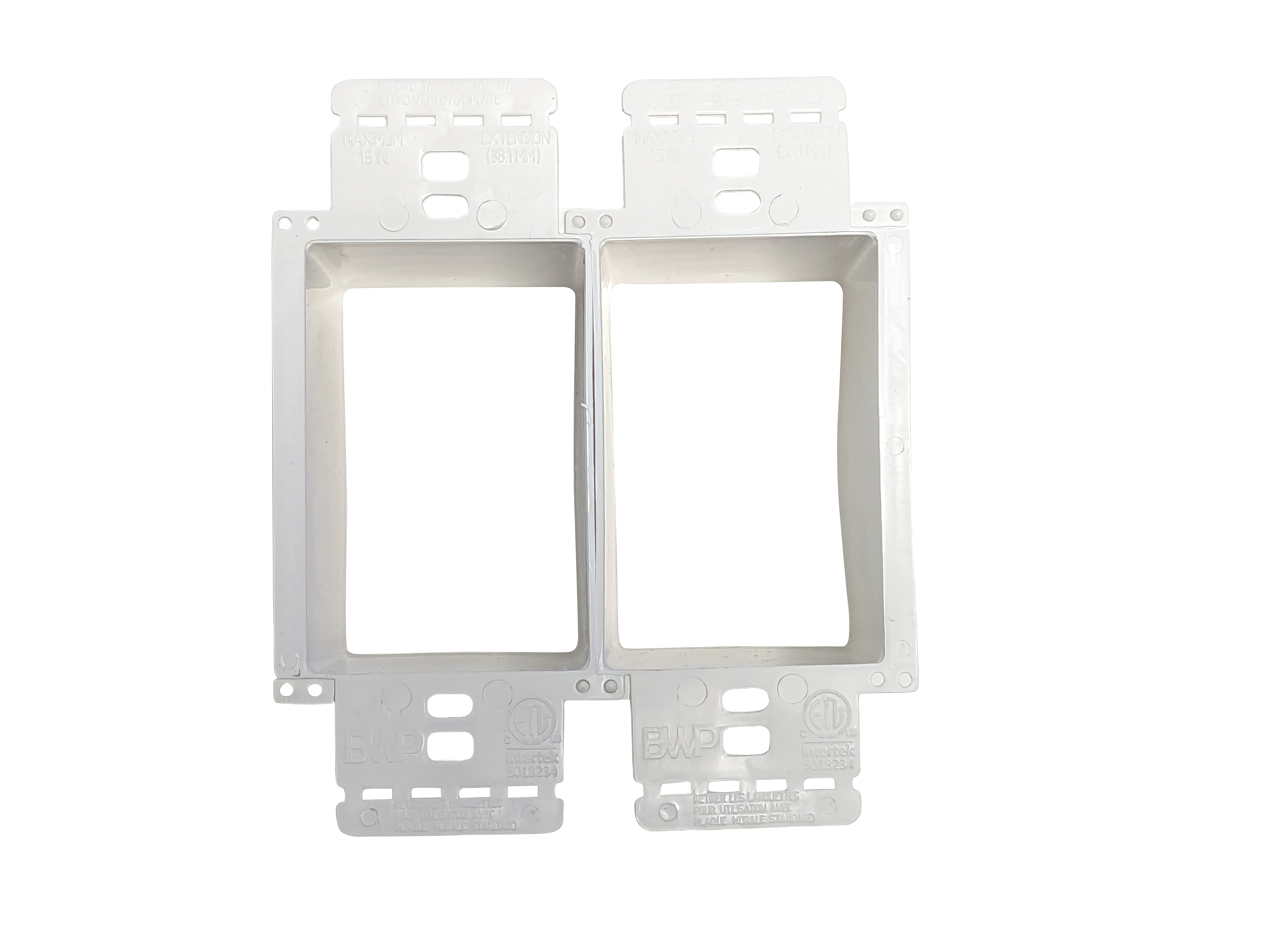 BestMounts Multi-Gang Non-Metallic Electrical Box Extender - White, (5-Pack) with 6-32 Flat Head screws