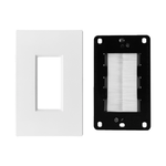 BestMounts Combo: Brush Decorator 1-Gang Cable Pass-Through Low Voltage Snap-On Wall Plate with Drywall Retrofit Mounting Bracket | BLVBRS1