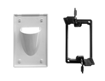BestMounts Combo: Recessed (Inward) 1-Gang Cable Pass-Through Low Voltage Snap-On Wall Plate with Drywall Retrofit Mounting Bracket | BLVINS1