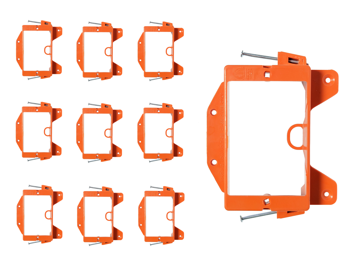 BestMounts - Low Voltage Nail-ON Mounting Bracket 1 Gang LVN1 Multipurpose New Construction – (240 Pack, Orange)