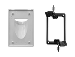BestMounts Combo: Scoop (Outward) 1-Gang Cable Pass-Through Low Voltage Snap-On Wall Plate with Drywall Retrofit Mounting Bracket | BLVONS1