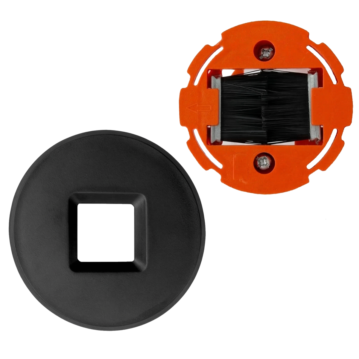 BestMounts Combo: Brush Round 1-Gang Cable Pass-Through Low Voltage Snap-On Wall Plate with Drywall Retrofit Mounting Bracket | BMROUNDBRS