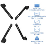 BestMounts VESA Adapter Mount Bracket Kit for Non VESA HP ACER Samsung Dell Asus Monitors 19 to 37 inch VESA 75x75 and VESA 100x100, Black (BNVKIT-15)