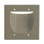 BestMounts Recessed (Inward) 2-Gang Cable Pass-Through Low Voltage Wall Plate | BWPW2