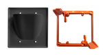 BestMounts Combo: Recessed (Inward) 2-Gang Cable Pass-Through Low Voltage Wall Plate with Drywall Retrofit Mounting Bracket | BWPW2+BLVP2