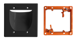 BestMounts Combo: Recessed (Inward) 2-Gang Cable Pass-Through Low Voltage Wall Plate with Drywall Retrofit Mounting Bracket | BWPW2+BLVP2