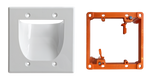 BestMounts Combo: Recessed (Inward) 2-Gang Cable Pass-Through Low Voltage Wall Plate with Drywall Retrofit Mounting Bracket | BWPW2+BLVP2