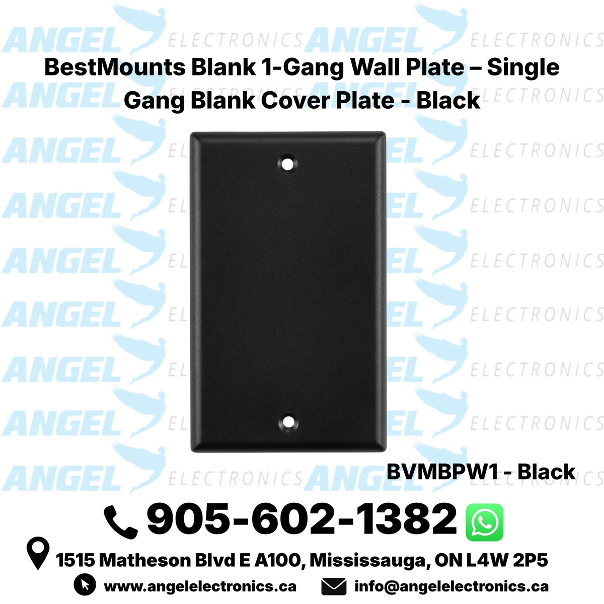 BestMounts Blank 1-Gang Wall Plate – Single Gang Blank Cover Plate | BVMBPW1
