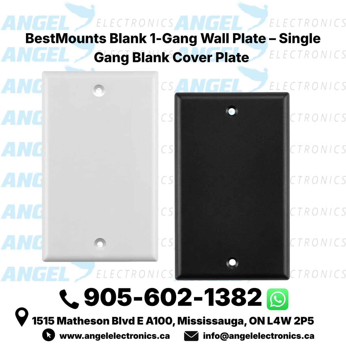 BestMounts Blank 1-Gang Wall Plate – Single Gang Blank Cover Plate | BVMBPW1