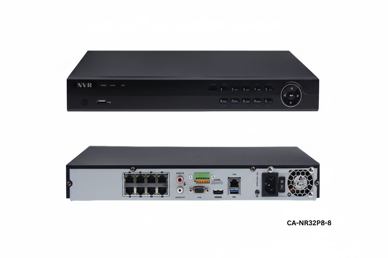 Enregistreur vidéo réseau PoE 4K 8 canaux Plug & Play – Prise en charge de deux disques durs 8 MP
