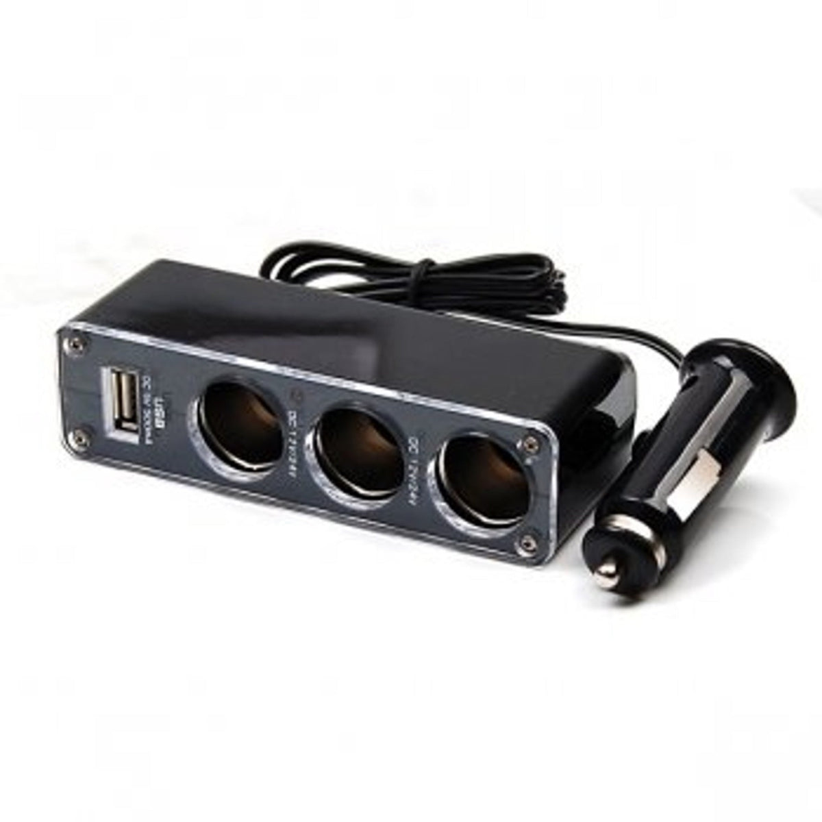Rallonge 12V DC x3 avec un port USB pour voiture