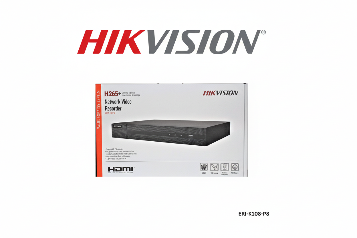 ERI-K108-P8  HIKVISION 8CH NVR H.265+ PoE with 2TB Hard Drive Up to 4K IP Camera