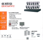 Hikvision IP Security Camera Kit 16 Channel 4K NVR with 12 x 4MP Turret Cameras EKI-K164T412