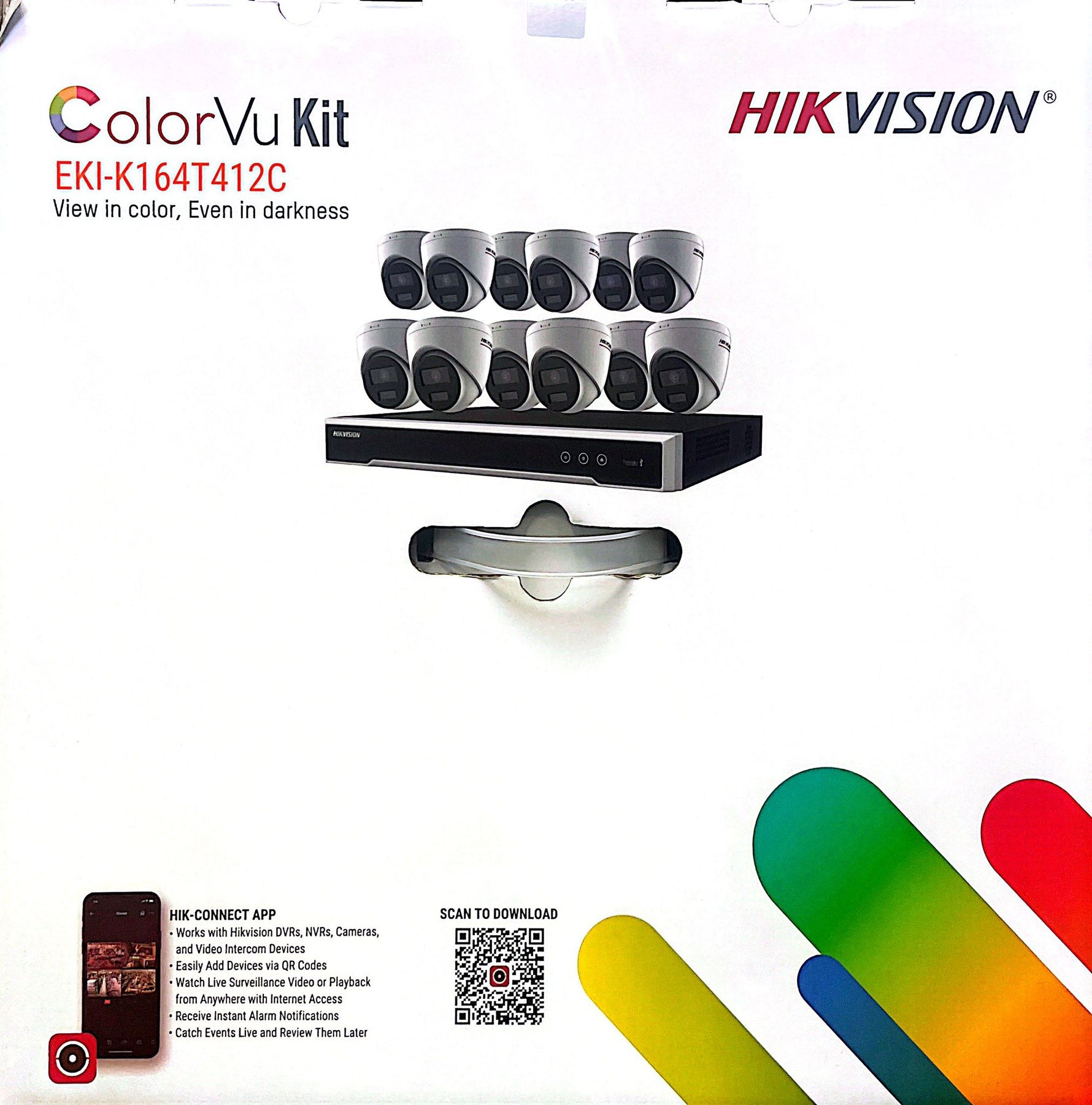 EKI-K164T412C 16-Channel 8MP NVR with 4TB HDD & 12 ColorVu 4MP Night Vision Turret Cameras Kit ( HIKVISION )