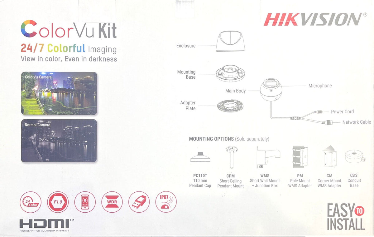 Kit caméra de sécurité IP Hikvision Enregistreur NVR 8 canaux 4K avec 6 caméras tourelles ColorVu 4MP EKI-K82T46C