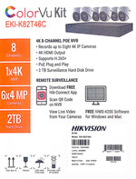 Hikvision IP Security Camera Kit 8 CH 4K NVR with 6 x 4MP ColorVu Turret Cameras   EKI-K82T46C