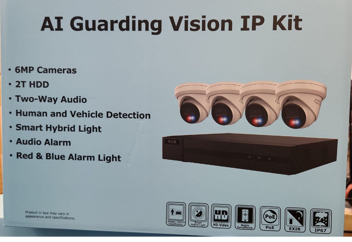Kit de Caméra de Sécurité IP 4 canaux AI Guarding Vision IP-KIT4642-BR ( HIKVISION )