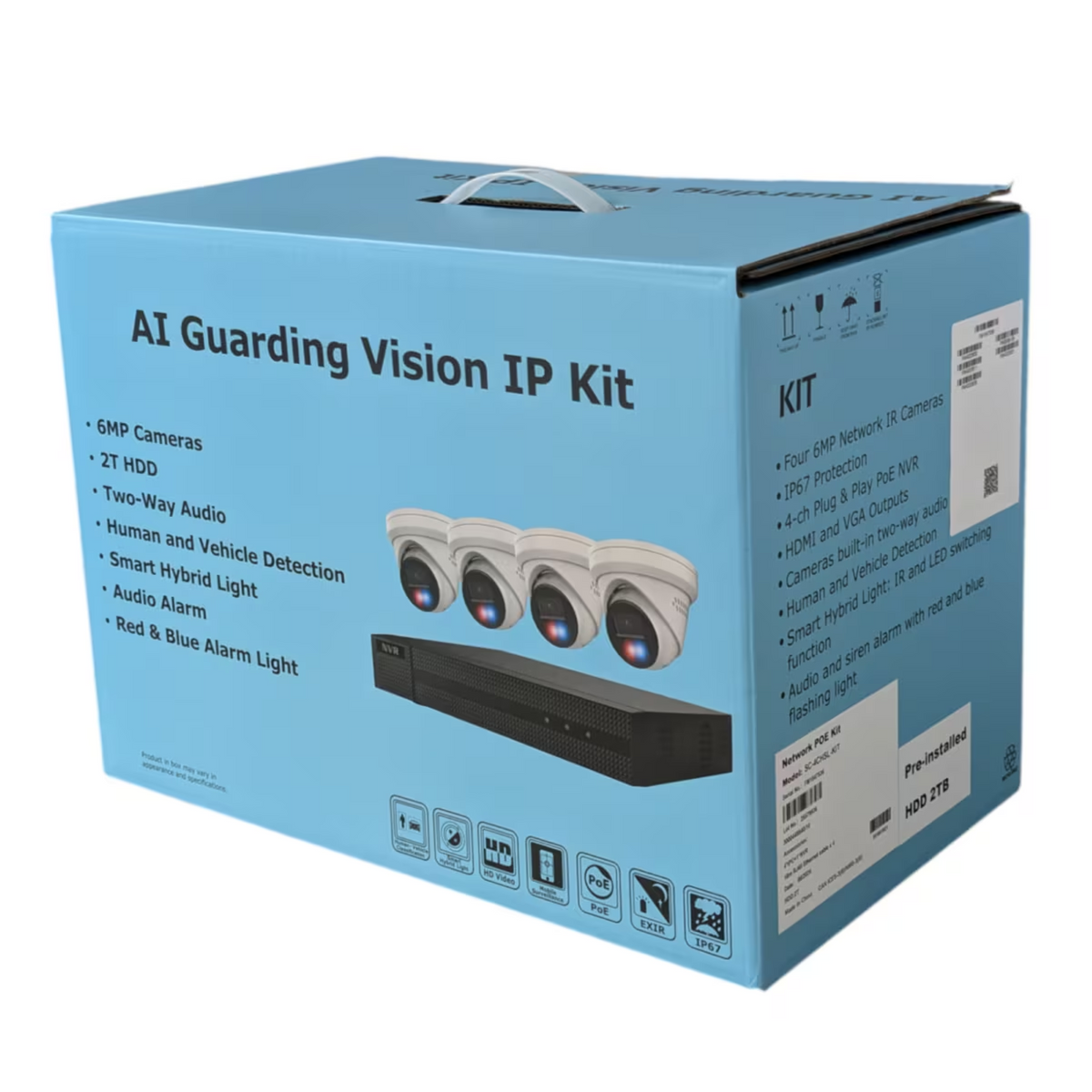 Kit de Caméra de Sécurité IP 4 canaux AI Guarding Vision IP-KIT4642-BR ( HIKVISION )