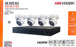 Hikvision 4MP IP Security Camera System Kit – 4, 8 & 16 Channel 4K NVR with 2TB/4TB HDD – Outdoor IR Night Vision Turret Cameras (2.8mm Wide Lens) – White & Black Options