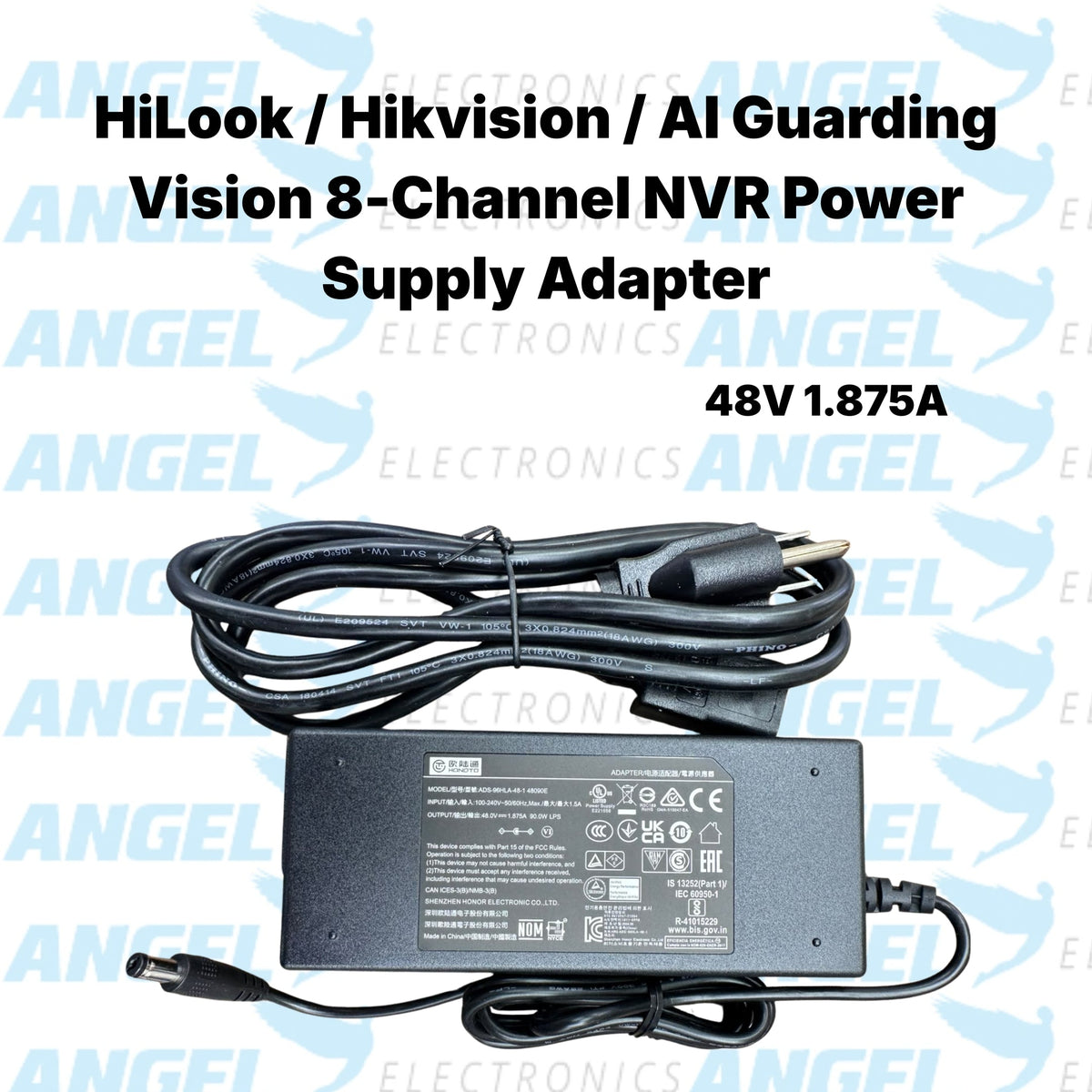 HiLook Hikvision AI Guarding Vision 8CH NVR Power Supply Adapter – 48V 1.875A