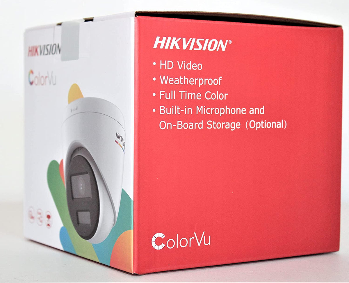 Caméra IP PoE Hikvision ColorVu 4MP H.265+ Grand angle 2,8 mm avec emplacement MicroSD intégré et microphone intégré