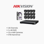 Hikvision ColorVu 4MP IP Security Camera System Kit – 4, 8 & 16 Channel 4K NVR with 2TB/4TB HDD – Outdoor Night Color Turret Cameras 2.8mm Lens – White & Black Variants