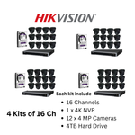 Hikvision 4MP IP Security Camera System Kit – 4, 8 & 16 Channel 4K NVR with 2TB/4TB HDD – Outdoor IR Night Vision Turret Cameras (2.8mm Wide Lens) – White & Black Options