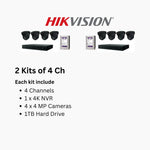 Hikvision 4MP IP Security Camera System Kit – 4, 8 & 16 Channel 4K NVR with 2TB/4TB HDD – Outdoor IR Night Vision Turret Cameras (2.8mm Wide Lens) – White & Black Options