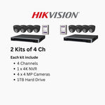 Hikvision ColorVu 4MP IP Security Camera System Kit – 4, 8 & 16 Channel 4K NVR with 2TB/4TB HDD – Outdoor Night Color Turret Cameras 2.8mm Lens – White & Black Variants