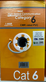 CAT6-1000: CMR SOLID 23AWG x 4C UTP CABLE 1000FT, 4 Colors