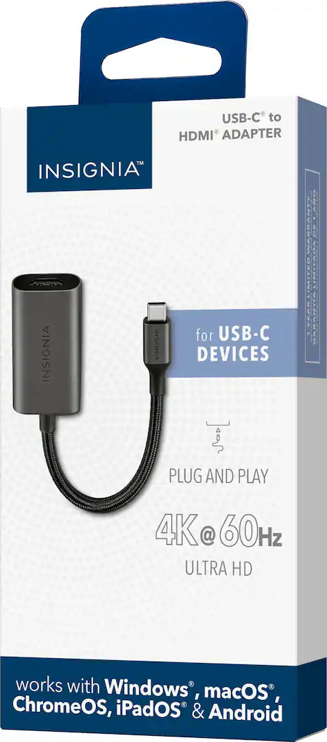 Open Box Insignia USB-C to HDMI Adapter – 4K 60Hz Ultra HD Video Converter (NS-PA3CHD-C)