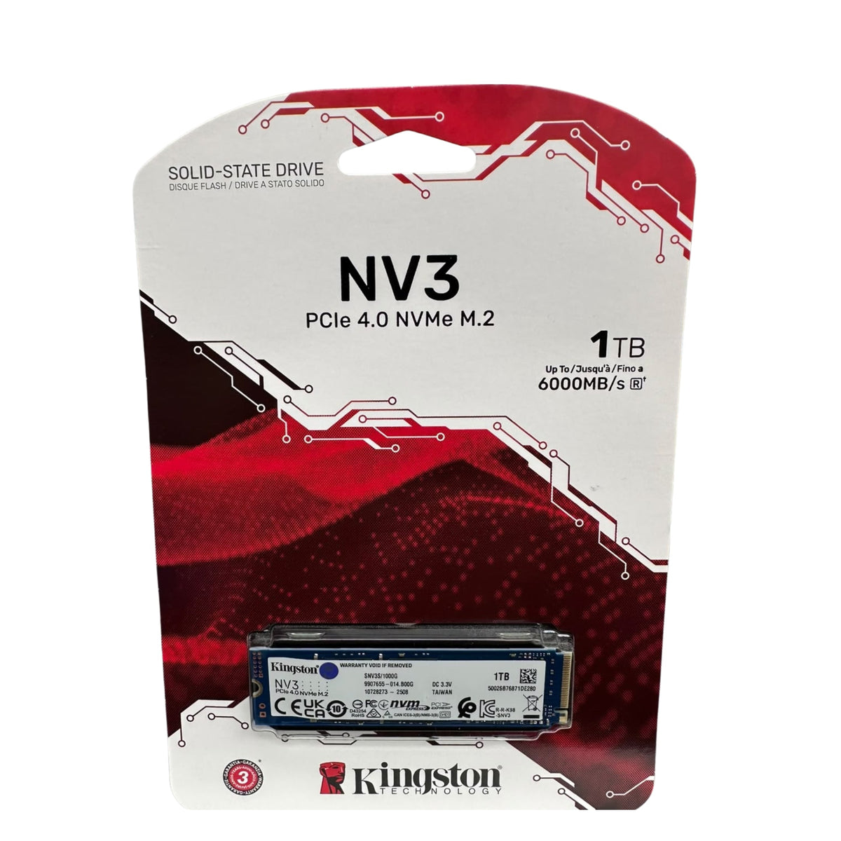 Kingston NV3 1TB PCIe 4.0 NVMe M.2 Solid State Drive (SNV3S/1000G) – Up to 6000MB/s