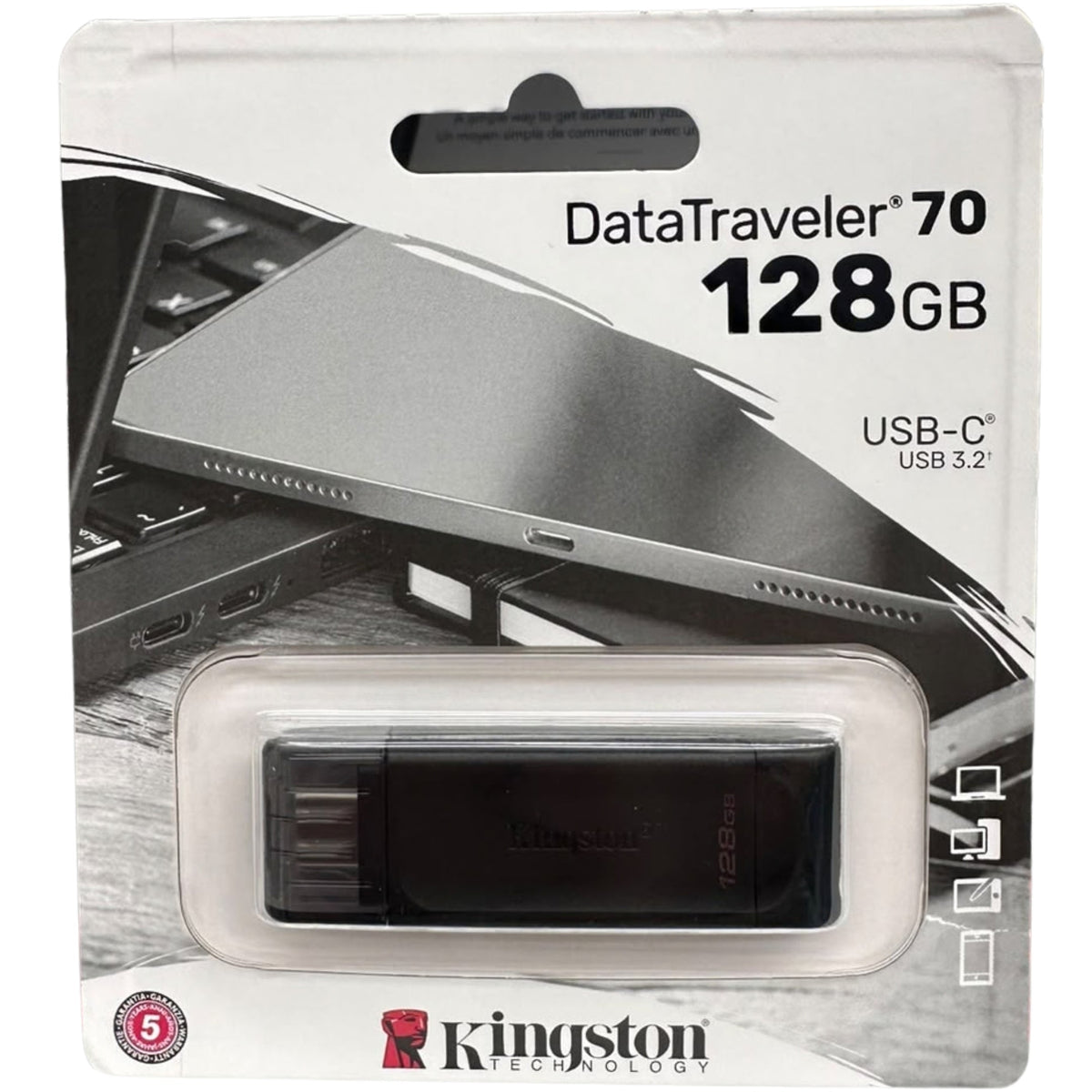 Kingston DataTraveler 70 128GB USB-C Flash Drive – USB 3.2 Gen 1 – DT70/128GB