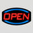 LED Oval "OPEN" Business Sign with 12V Power Adapter